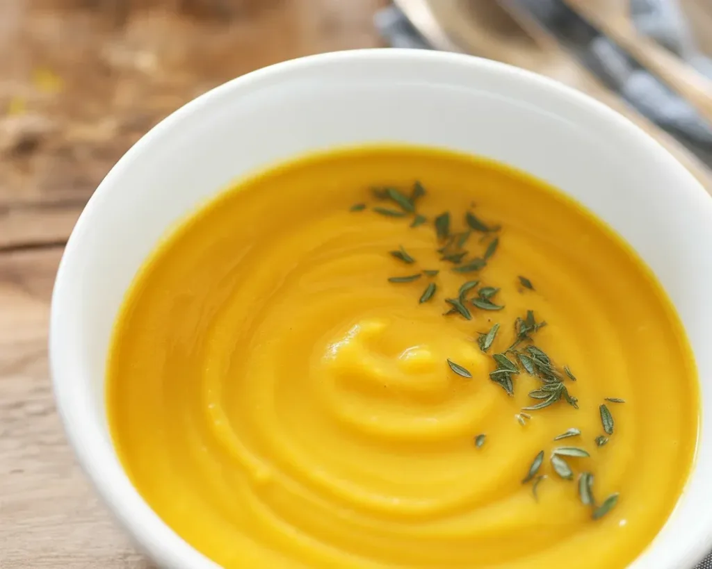 Delicious low-carb fall pumpkin and cauliflower soup in a bowl for a cozy meal.