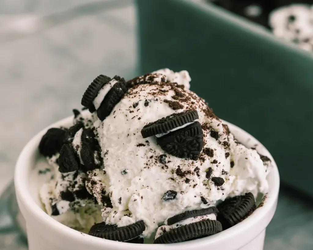 Cookies and Cream Cottage Cheese Ice Cream with high protein content