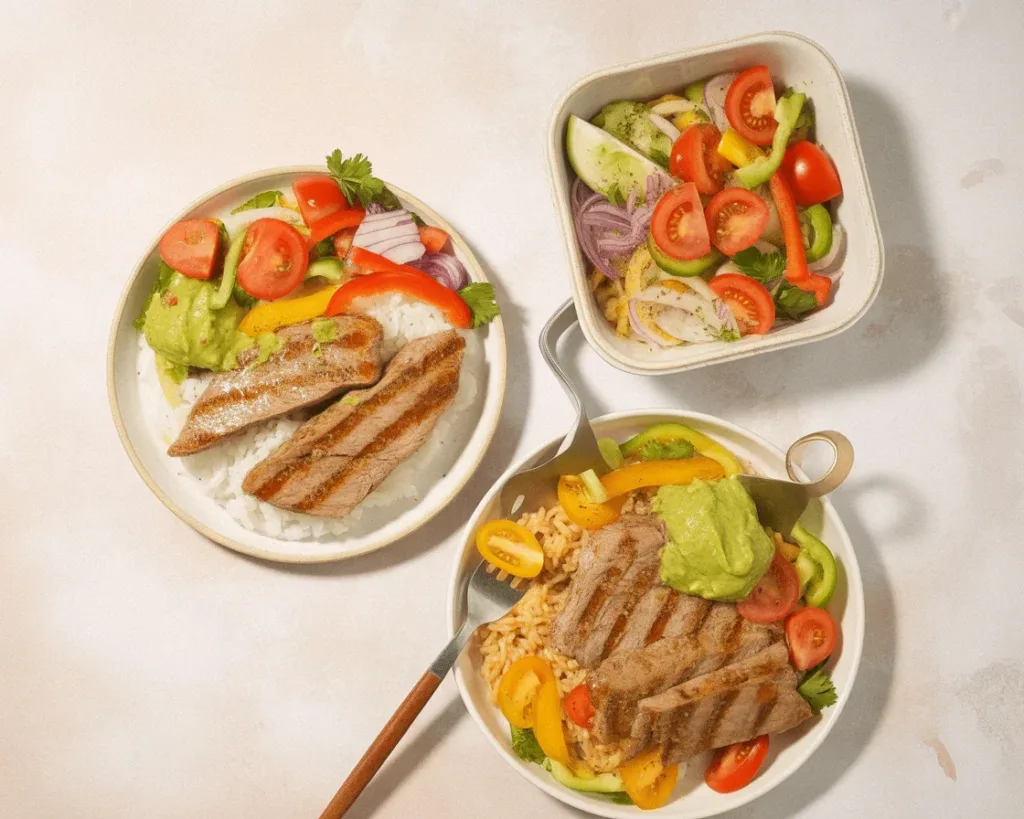 High-protein meals for weight loss with 400-650 kcal and 20-40 g protein per serving.