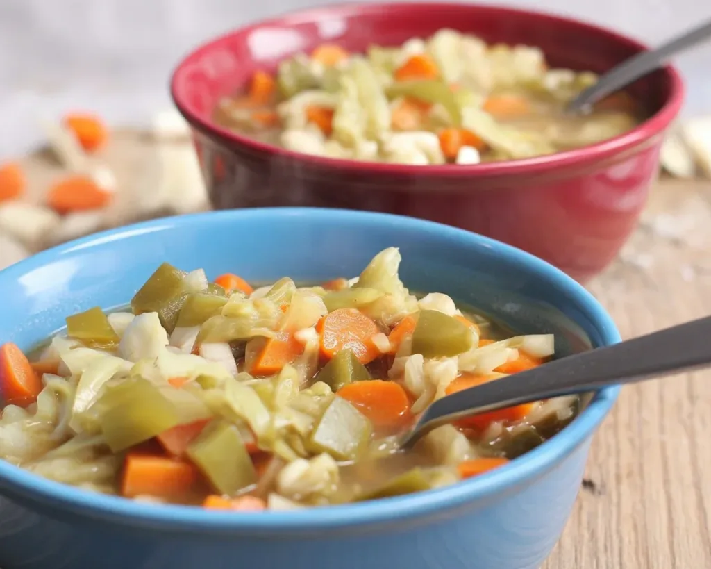 Bowl of Weight-Loss Cabbage Soup made with fresh vegetables and spices
