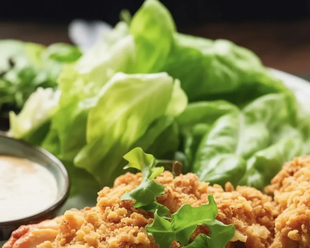 Crispy low-carb air fryer chicken served with seasoning on a plate.